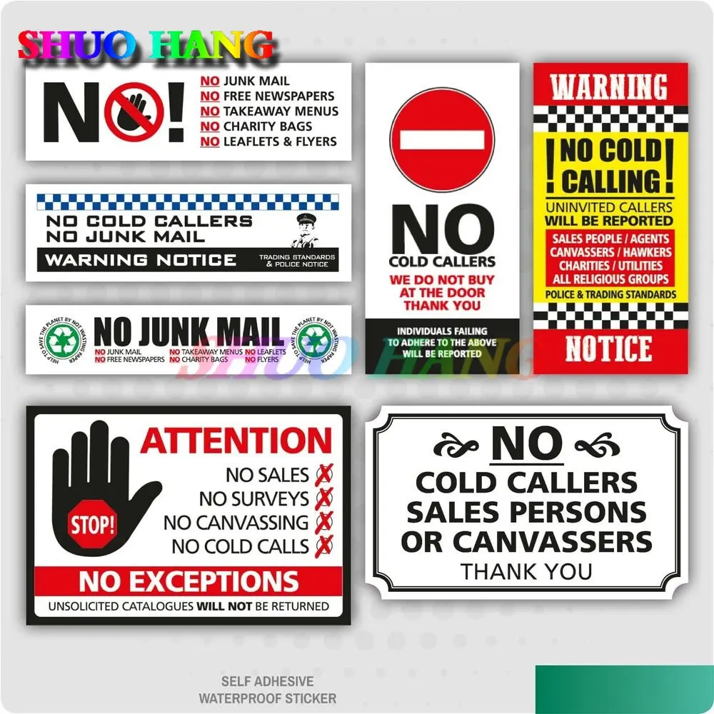 No Cold Callers Canvassers Salesman Front Door Sign Sticker Various Options Vinyl Car Stickers PVC
No Cold Callers Canvassers Salesman Front Door Sign Sticker Various Options Vinyl Car Stickers PVC