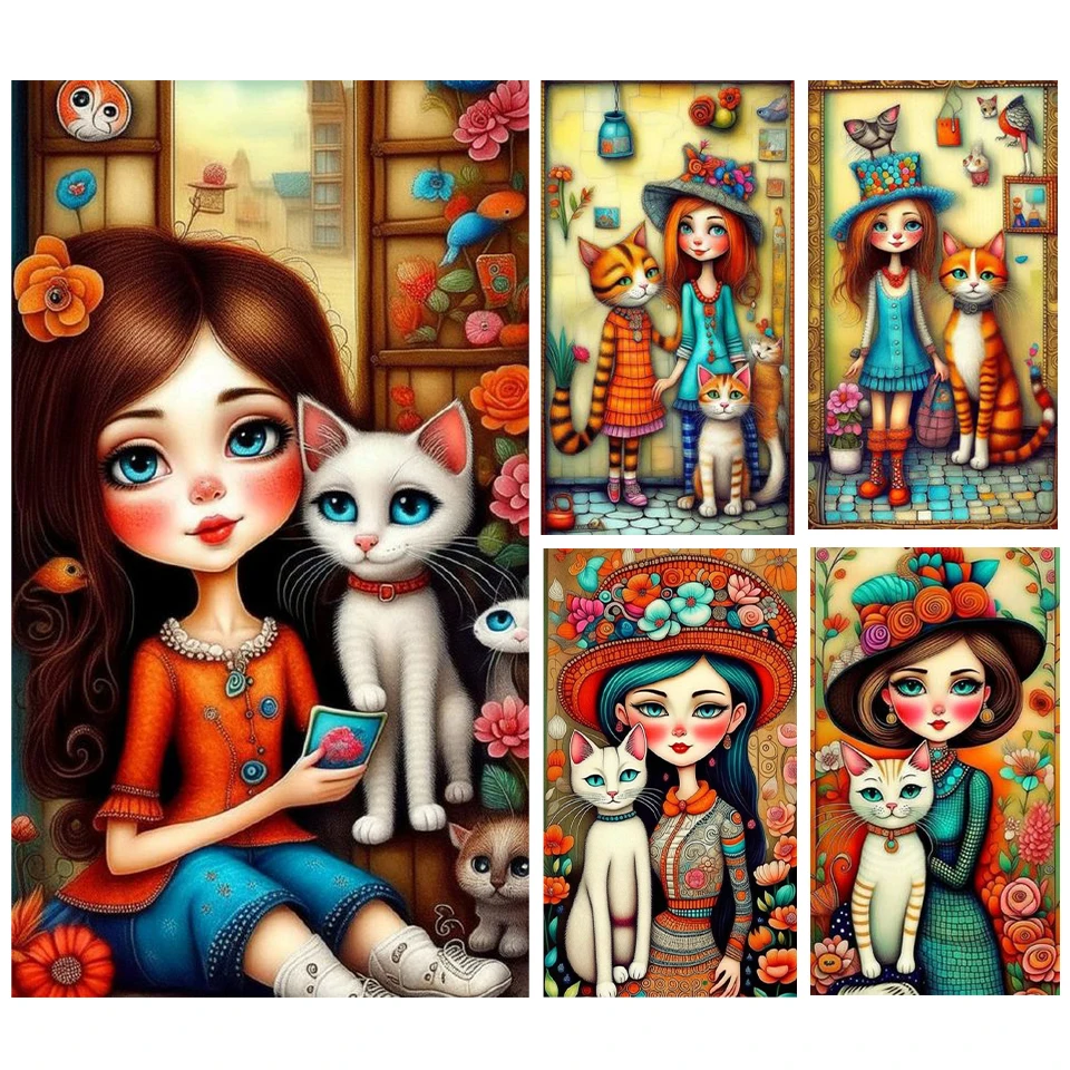 New Diamond Art Painting Kit 5D DIY Abstract Girl and Cat Diamond Mosaic Embroidery Art Cute Girl Cross Embroidery Decoration
New Diamond Art Painting Kit 5D DIY Abstract Girl and Cat Diamond Mosaic Embroidery Art Cute Girl Cross Embroidery Decoration