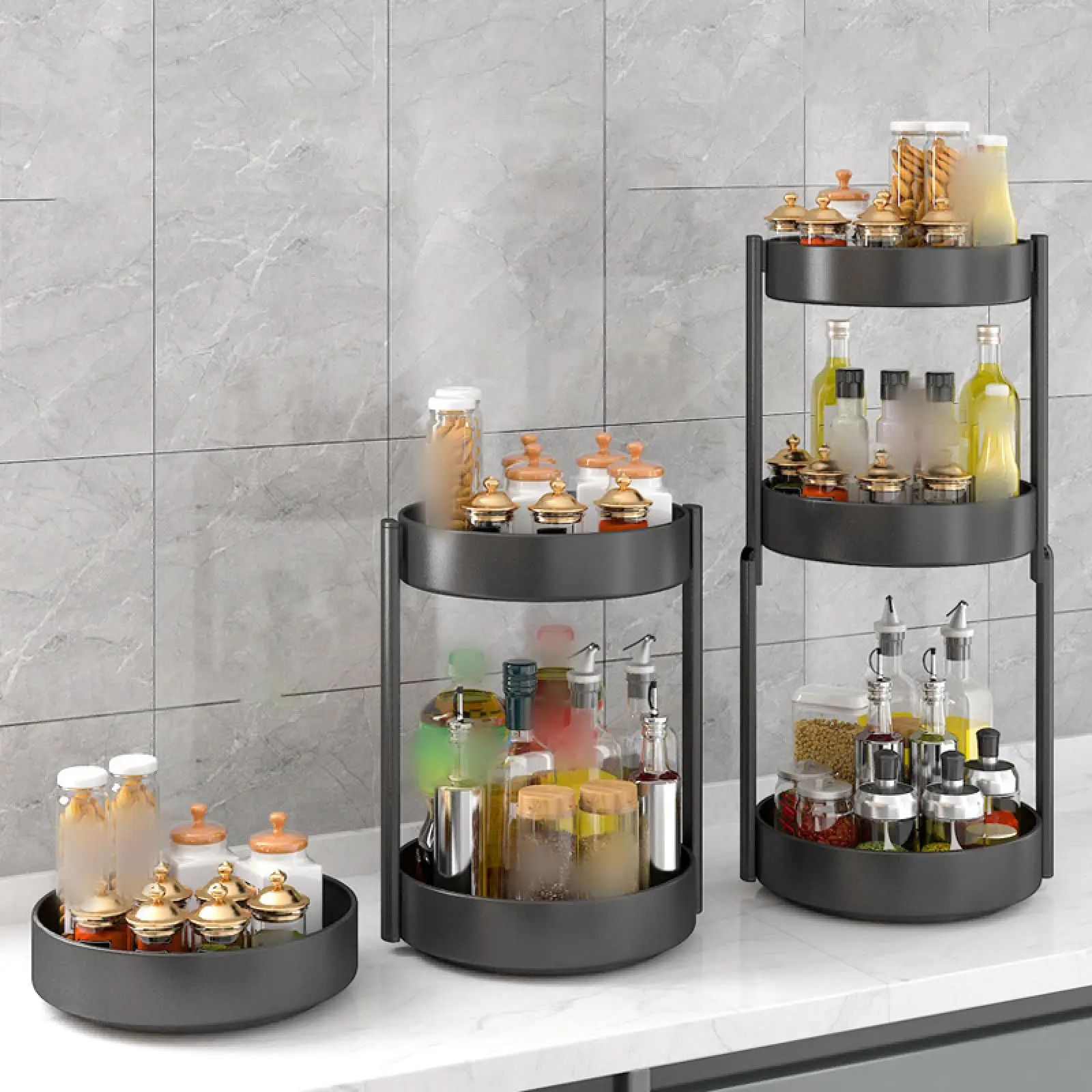 360 Rotation Spice Rack Rotating Seasoning Organizer Anti Slip Revolving Condiments Storage Rack for Storing Spice Cosmetics
360 Rotation Spice Rack Rotating Seasoning Organizer Anti Slip Revolving Condiments Storage Rack for Storing Spice Cosmetics