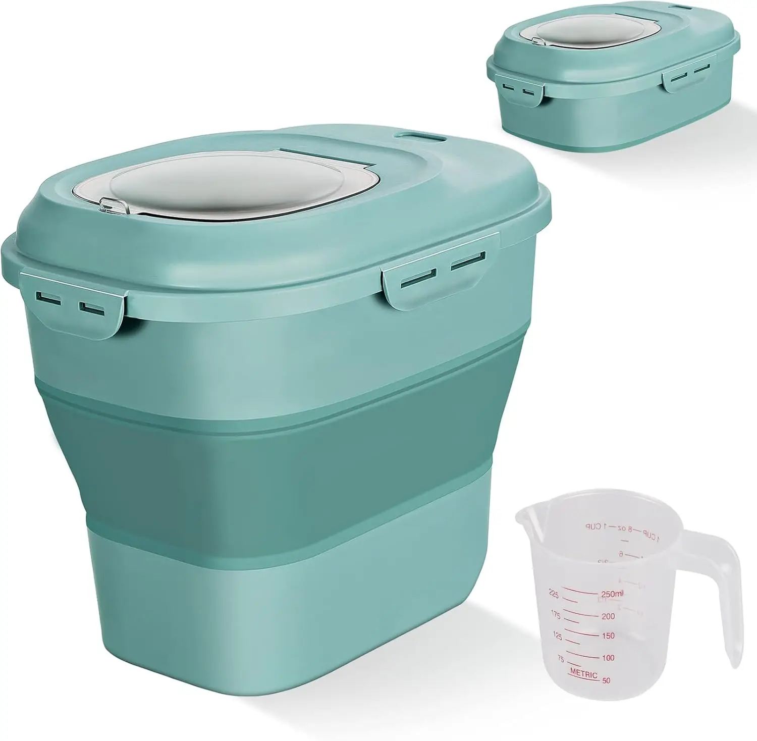 Cereal Rice Food Storage Containers, Collapsible 20 to 50 Lbs Dispenser Bin with Rolling Wheel Airtight Locking Lid
Cereal Rice Food Storage Containers, Collapsible 20 to 50 Lbs Dispenser Bin with Rolling Wheel Airtight Locking Lid