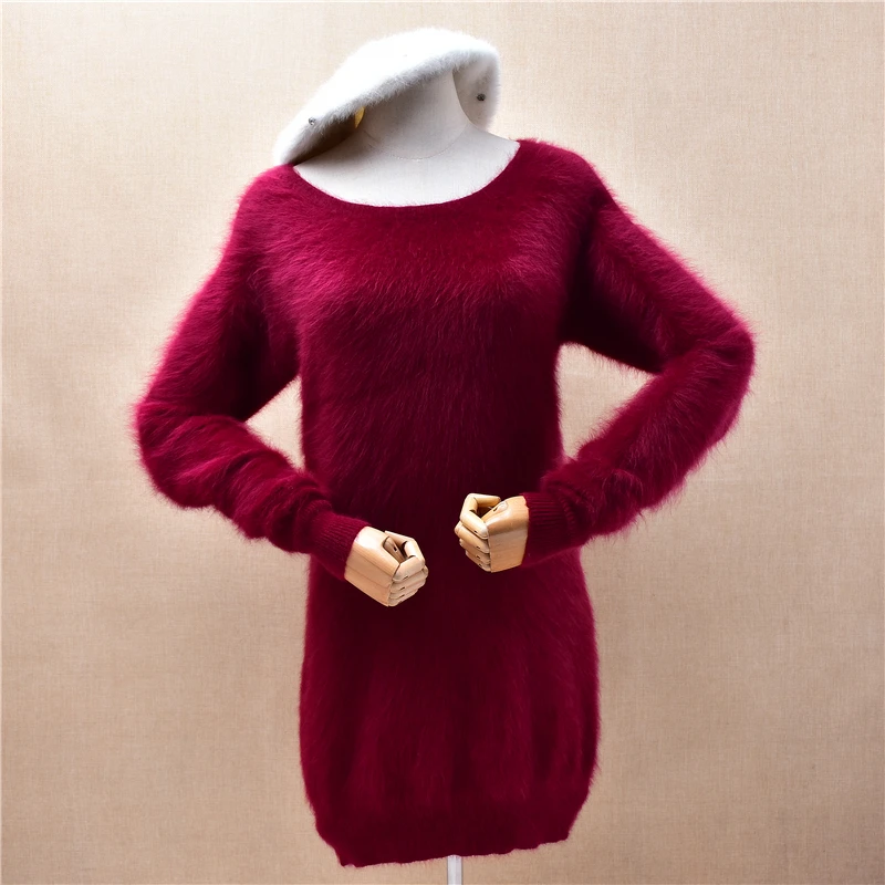 Ladies Women Autumn Winter Clothing Hairy Mink Cashmere O-Neck Medium Long Slim Blouses Pullover Sweater Jumper Dress Pull Tops
Ladies Women Autumn Winter Clothing Hairy Mink Cashmere O-Neck Medium Long Slim Blouses Pullover Sweater Jumper Dress Pull Tops
