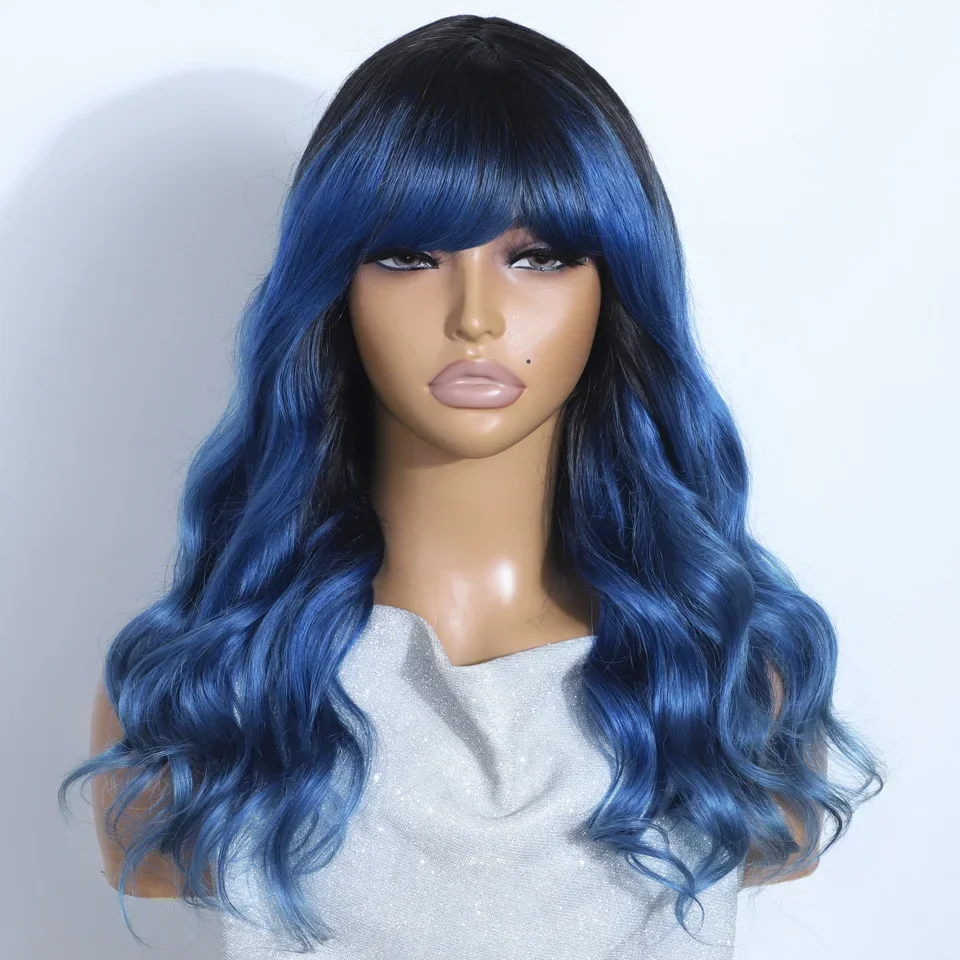 RebeccaQ Blue Color Body Wave 100% Human Hair Wig With Bangs Non Lace Wear to Go Wig Brown Colored Cheap Hair Wigs With Bangs
RebeccaQ Blue Color Body Wave 100% Human Hair Wig With Bangs Non Lace Wear to Go Wig Brown Colored Cheap Hair Wigs With Bangs