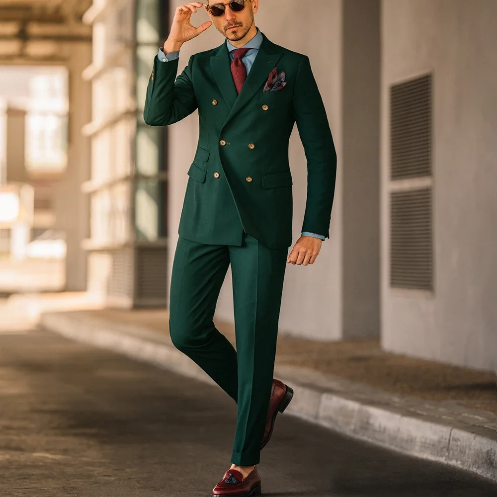 Chic Men Suits Green Fashion Double Breasted Peak Lapel Formal Male Clothing Elegant 2 Piece Jacket Pants Office Outfits Set
Chic Men Suits Green Fashion Double Breasted Peak Lapel Formal Male Clothing Elegant 2 Piece Jacket Pants Office Outfits Set