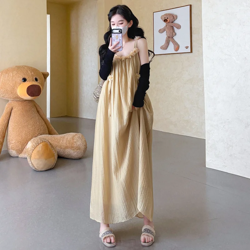 Maternity Suit Summer Casual Vacation Flower Decor Spaghetti Strap Dress and Black Cardigan for Pregnant Women 2026
Maternity Suit Summer Casual Vacation Flower Decor Spaghetti Strap Dress and Black Cardigan for Pregnant Women 2026