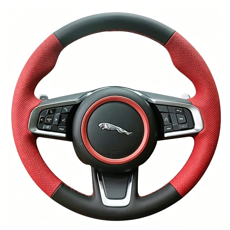 Чехол на руль автомобиля для Jaguar XFL XE XJL F-PACE XKR, кожаный, с ручной прострочкой, противоскользящий, полная защита салона автомобиля
Чехол на руль автомобиля для Jaguar XFL XE XJL F-PACE XKR, кожаный, с ручной прострочкой, противоскользящий, полная защита салона автомобиля