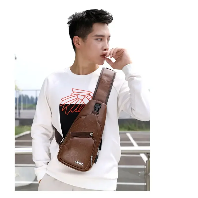 In stock men's chest bag with headphone jack USB shoulder strap
In stock men's chest bag with headphone jack USB shoulder strap