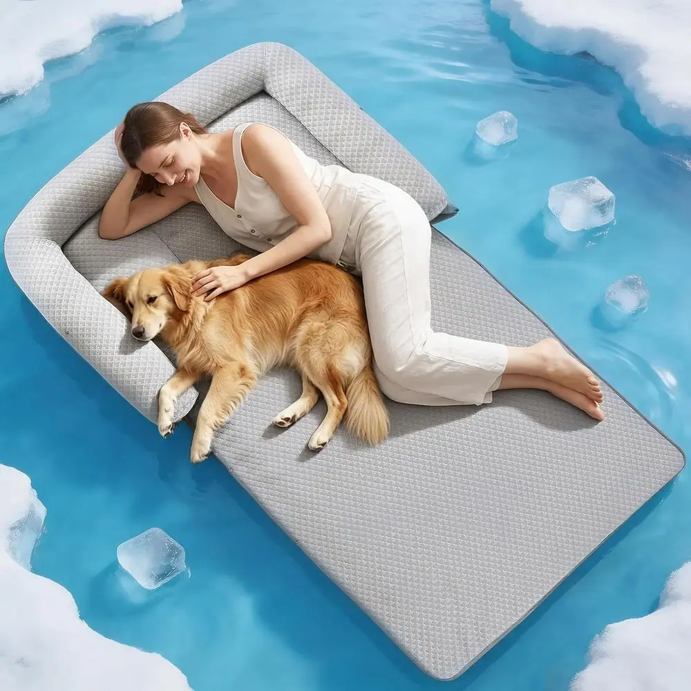 Triple-Function Cooling Dog Bed, 78x47 Inches - Fully Unfolded, Chill Tech Mat, Crate Pad, Washable, Ideal for Summer, Grey
Triple-Function Cooling Dog Bed, 78x47 Inches - Fully Unfolded, Chill Tech Mat, Crate Pad, Washable, Ideal for Summer, Grey