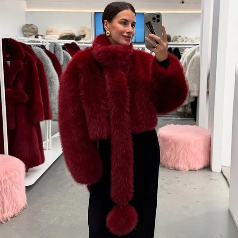 Tuularose Red Elegant Faux Fur Coat Warm Fluffy Oversized Long-Sleeve Collared Jacket Winter Fashion High-Street Women Outwear
Tuularose Red Elegant Faux Fur Coat Warm Fluffy Oversized Long-Sleeve Collared Jacket Winter Fashion High-Street Women Outwear