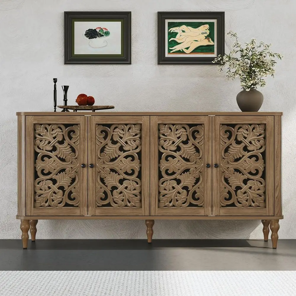 Retro 63 Arc-Top Carved Sideboard Cabinet for Accents in Living, Dining Rooms or Entryways, Light Walnut Finish
Retro 63 Arc-Top Carved Sideboard Cabinet for Accents in Living, Dining Rooms or Entryways, Light Walnut Finish