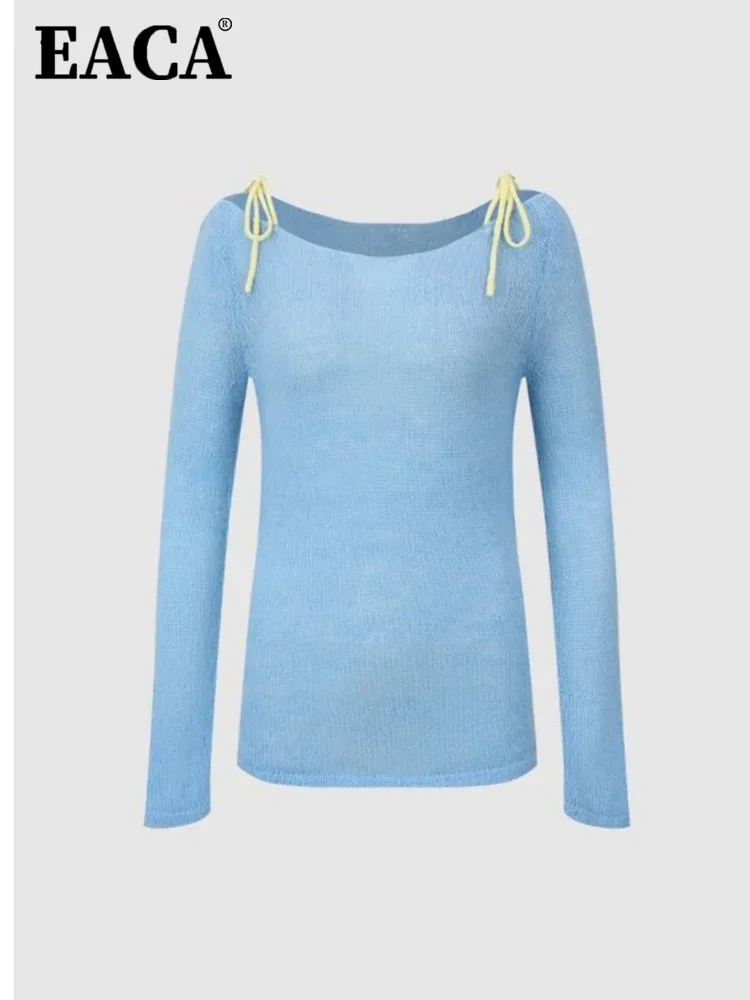 EACA 2024 Autumn New Women's Clothing Atmosphere Contrasting Color Strap Off Shoulder Long Sleeve Knitted Shirt For Women
EACA 2024 Autumn New Women's Clothing Atmosphere Contrasting Color Strap Off Shoulder Long Sleeve Knitted Shirt For Women
