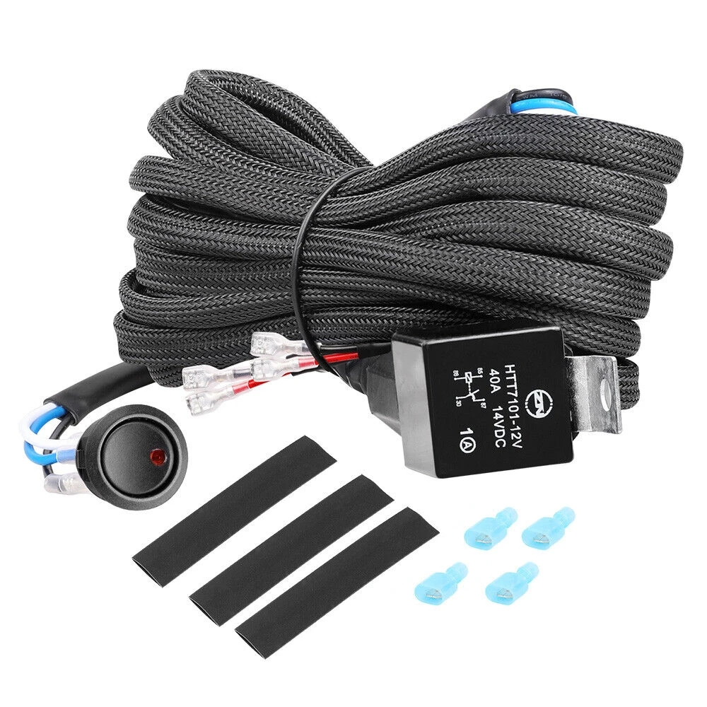 Universal LED Light Bar Fog Light Wiring Harness Kit 2 Lead 40A 12V Switch Relay Fuse Nylon Wire for Offroad Truck UTV ATV Boat
Universal LED Light Bar Fog Light Wiring Harness Kit 2 Lead 40A 12V Switch Relay Fuse Nylon Wire for Offroad Truck UTV ATV Boat