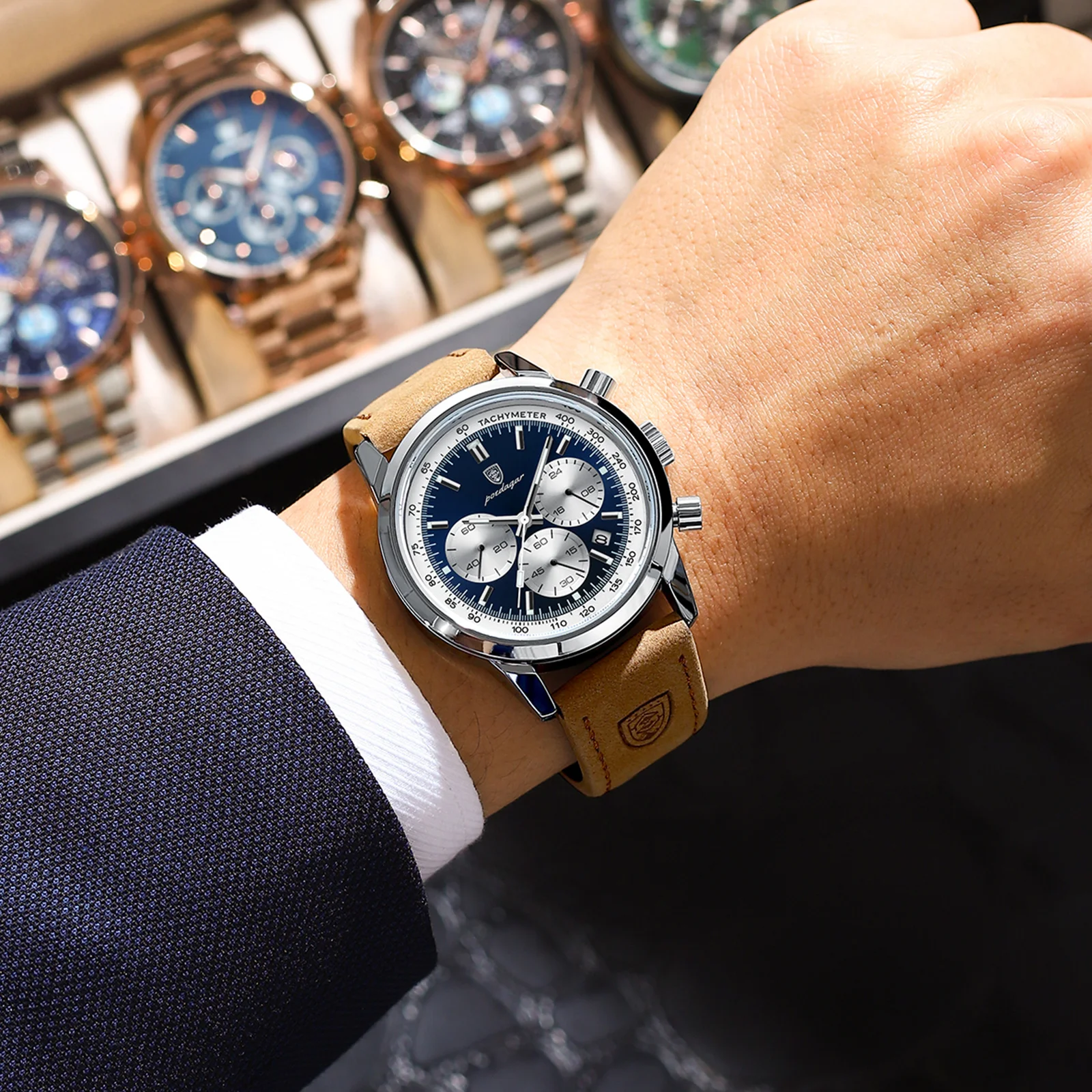 Premium Quartz Chronograph Watch for Men: Waterproof, Luminous, Military-Inspired Leather Strap, Luxury Fashion Timepiece
Premium Quartz Chronograph Watch for Men: Waterproof, Luminous, Military-Inspired Leather Strap, Luxury Fashion Timepiece