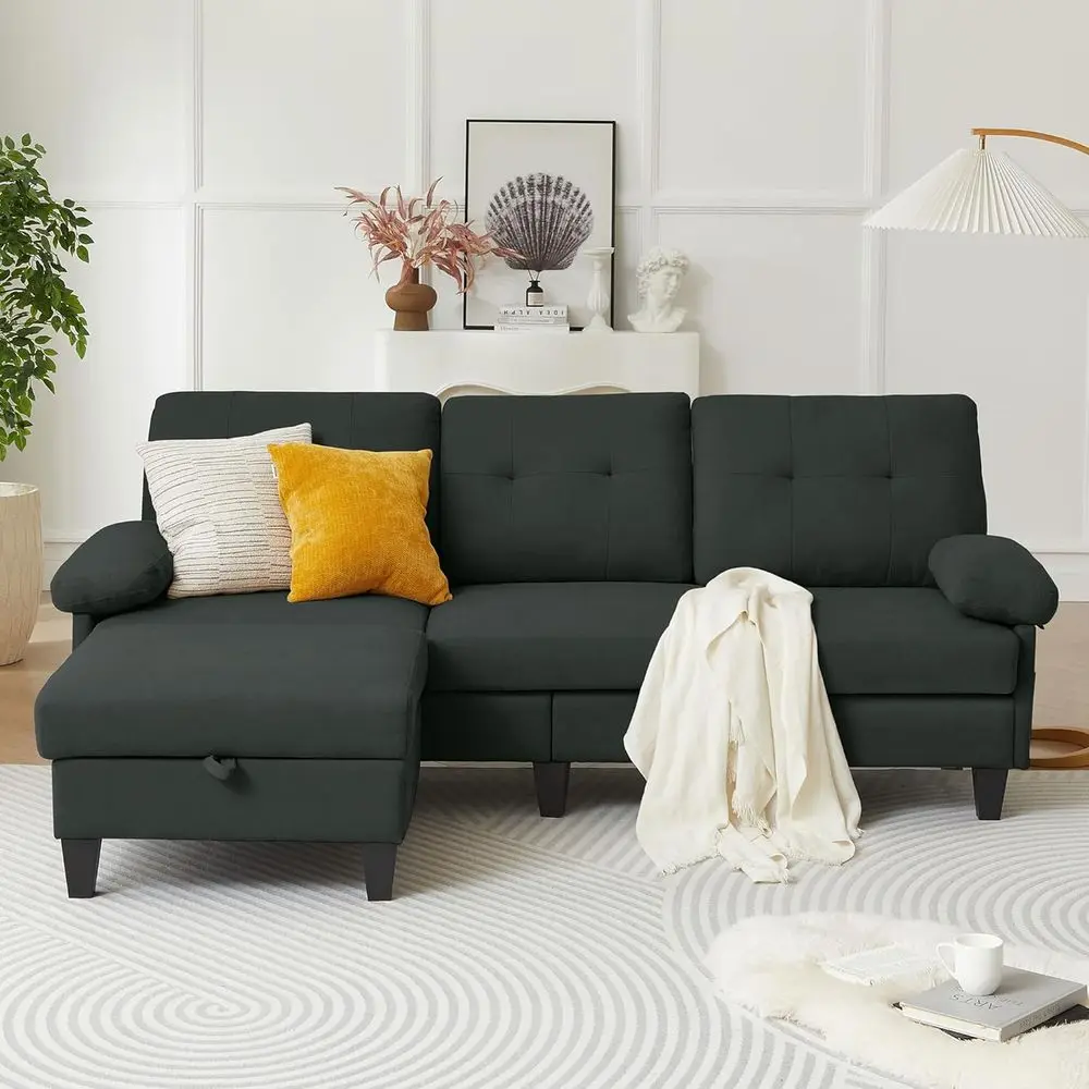 84 Small L-Shaped Sectional Sofa with Reversible Chaise, Ideal for Living Rooms and Compact Spaces, Black
84 Small L-Shaped Sectional Sofa with Reversible Chaise, Ideal for Living Rooms and Compact Spaces, Black