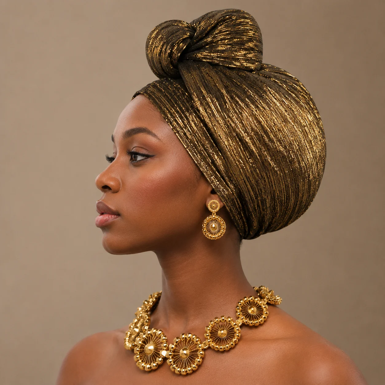 Metallic Shimmer Knotted Turban Head Wrap Women Stretch Crinkled Fabric Pre-Tied African Style Headscarf Daily Party Fashion Cos
Metallic Shimmer Knotted Turban Head Wrap Women Stretch Crinkled Fabric Pre-Tied African Style Headscarf Daily Party Fashion Cos