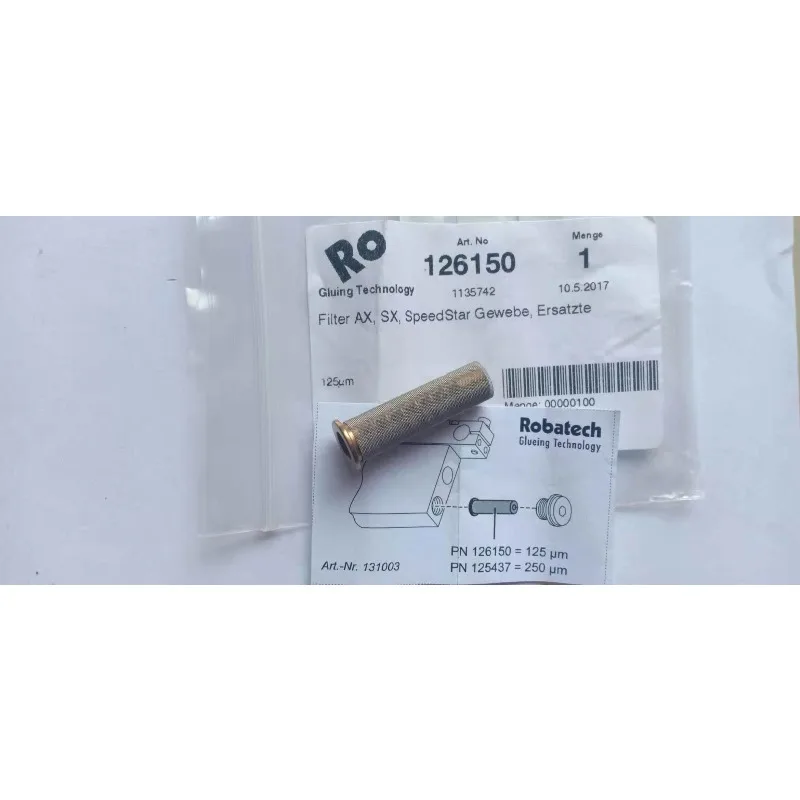 126150 Filter Robatech Hot Melt Adhesive Machine Glue Spray Valve Nozzle Solenoid Valve
126150 Filter Robatech Hot Melt Adhesive Machine Glue Spray Valve Nozzle Solenoid Valve