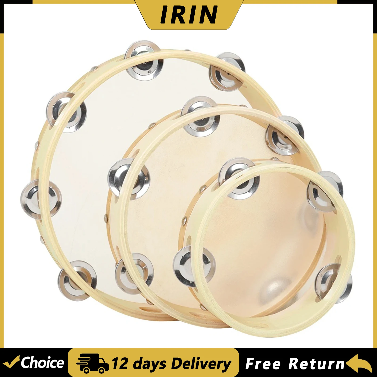 IRIN 3Pcs/Set Cowhide Tambourine Durable Handheld Drum 6/8/10 Inch Hand Drum Children Enlightenment Percussion Instrument
IRIN 3Pcs/Set Cowhide Tambourine Durable Handheld Drum 6/8/10 Inch Hand Drum Children Enlightenment Percussion Instrument