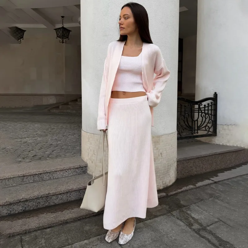 Tsiisd Knitwear Fashion Women's 3 Piece Set Cardigan Tank Skirt Ribbed Casual Commute Elegant Soft Outfits Knit Matching Sets
Tsiisd Knitwear Fashion Women's 3 Piece Set Cardigan Tank Skirt Ribbed Casual Commute Elegant Soft Outfits Knit Matching Sets