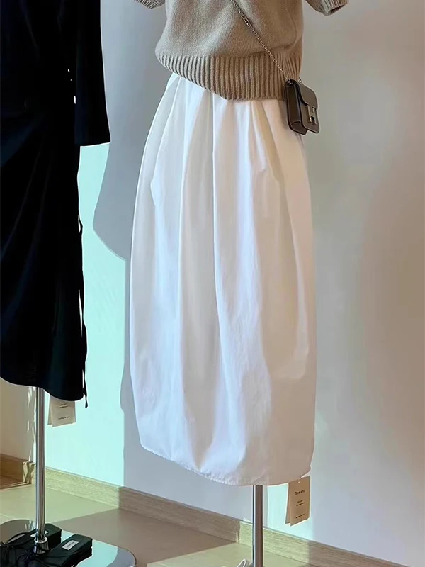White A-Line Midi Skirt High Waist Slimming Short plus Size Spring Summer New Style Women's Fashion Commute Korean Version
White A-Line Midi Skirt High Waist Slimming Short plus Size Spring Summer New Style Women's Fashion Commute Korean Version