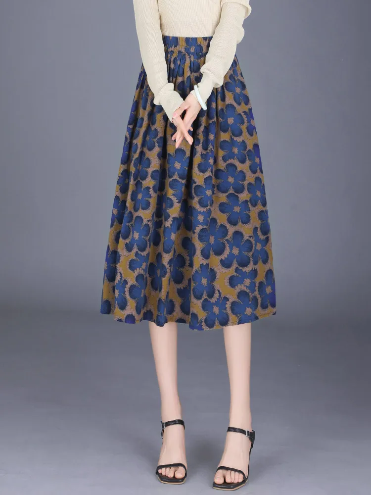 Autumn Winter Black Red Orange Coffee Blue Flower Color Pleated Skirt Vintage High Waist Free Size Female Mid-Calf Skirt
Autumn Winter Black Red Orange Coffee Blue Flower Color Pleated Skirt Vintage High Waist Free Size Female Mid-Calf Skirt