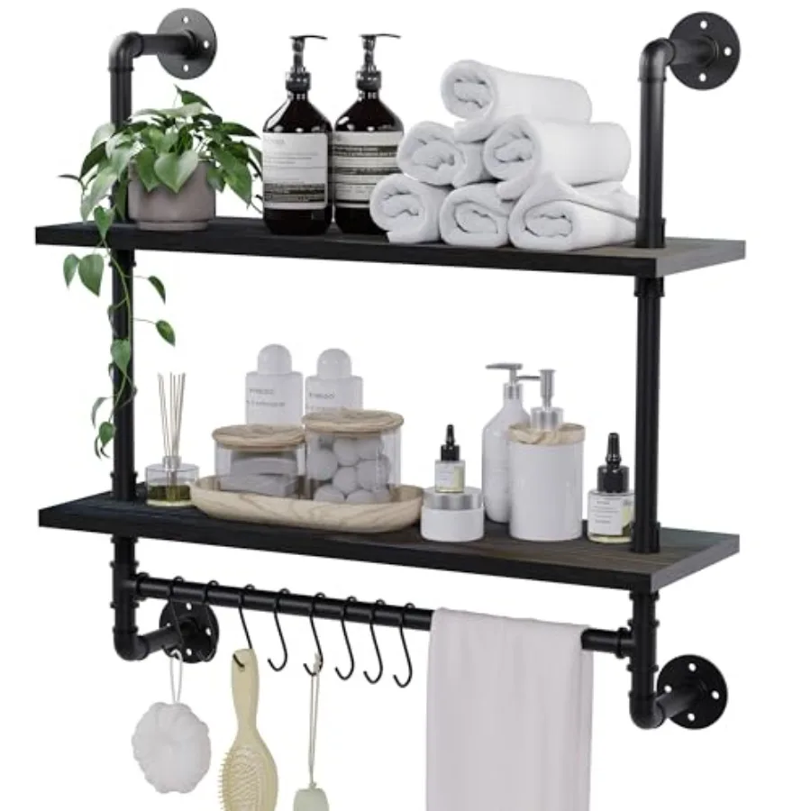 Industrial Pipe Bathroom Shelves Shelving24" Floating Shelves for Bathroom with Towel Bar Hooks Kitchen Wall Mounted Shelves Co
Industrial Pipe Bathroom Shelves Shelving24" Floating Shelves for Bathroom with Towel Bar Hooks Kitchen Wall Mounted Shelves Co