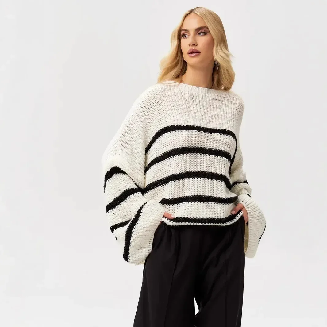 2026 autumn and winter hot sale new acrylic loosedrop shoulder round neck color matching knittedlong sleeve ladies sweater
2026 autumn and winter hot sale new acrylic loosedrop shoulder round neck color matching knittedlong sleeve ladies sweater