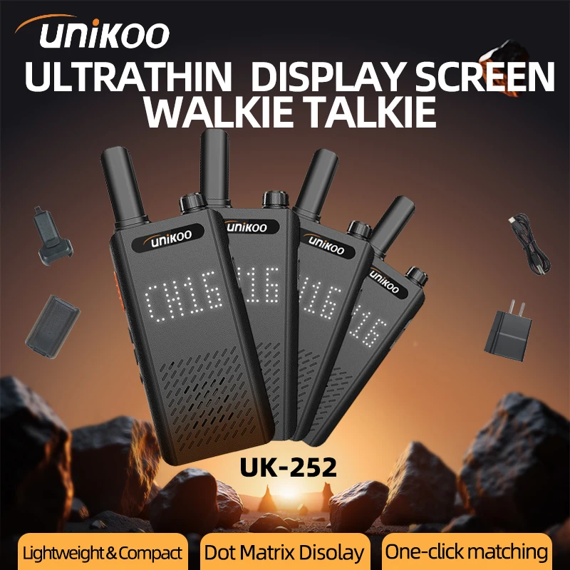 4 PCS UNIKOO UK252 FRS Portable Ultra-Slim Two Way Radio with Hidden Display License Free Long Range Communication Transceiver
4 PCS UNIKOO UK252 FRS Portable Ultra-Slim Two Way Radio with Hidden Display License Free Long Range Communication Transceiver