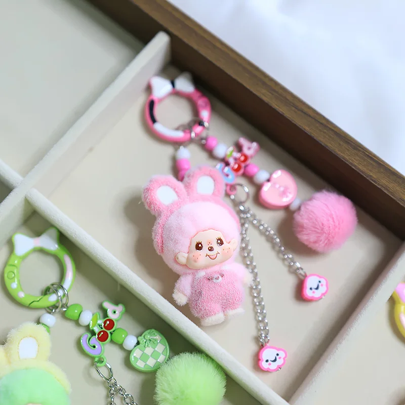 Cute rabbit ears Qiqi spring ring pendant, sweet soft rubber doll keychain accessory, student bag hanger
Cute rabbit ears Qiqi spring ring pendant, sweet soft rubber doll keychain accessory, student bag hanger