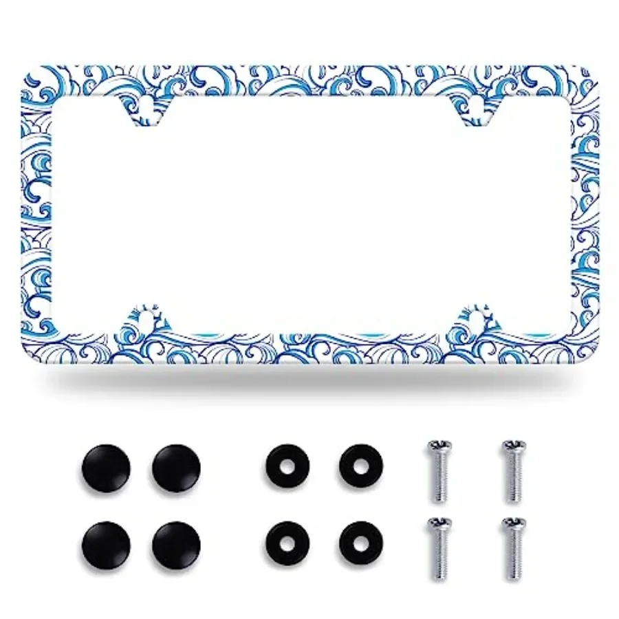Blue Ocean Waves License Plate Frame License Plate Stainless Steel Auto Parts Colorful License Plate Funny Decorative with Scre
Blue Ocean Waves License Plate Frame License Plate Stainless Steel Auto Parts Colorful License Plate Funny Decorative with Scre