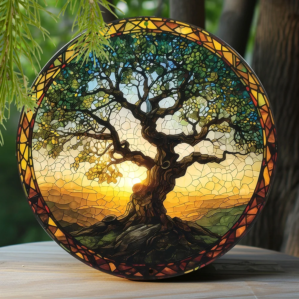 Aluminum Sign Tree Of Life Theme Decoration Faux Stained Glass Round Wreath Decor Sign Bedroom Decoration Thanksgiving Day Gifts
Aluminum Sign Tree Of Life Theme Decoration Faux Stained Glass Round Wreath Decor Sign Bedroom Decoration Thanksgiving Day Gifts