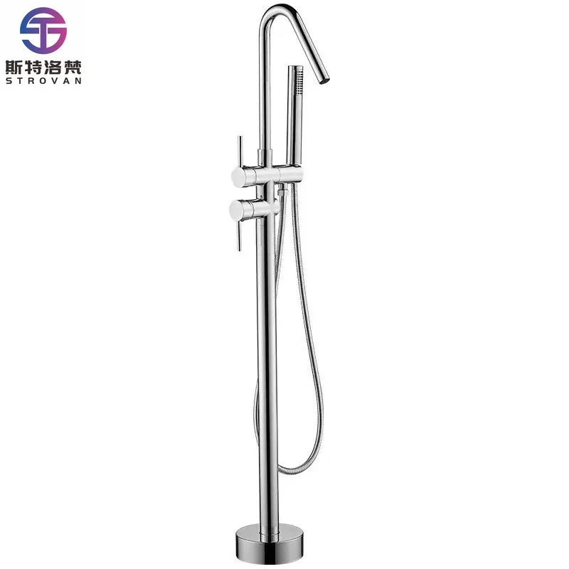 Modern Brass Floor Mounted Tub Filler Shower Mixer Faucet Luxury Chrome Dual Handles Freestanding Bathtub Faucet
Modern Brass Floor Mounted Tub Filler Shower Mixer Faucet Luxury Chrome Dual Handles Freestanding Bathtub Faucet