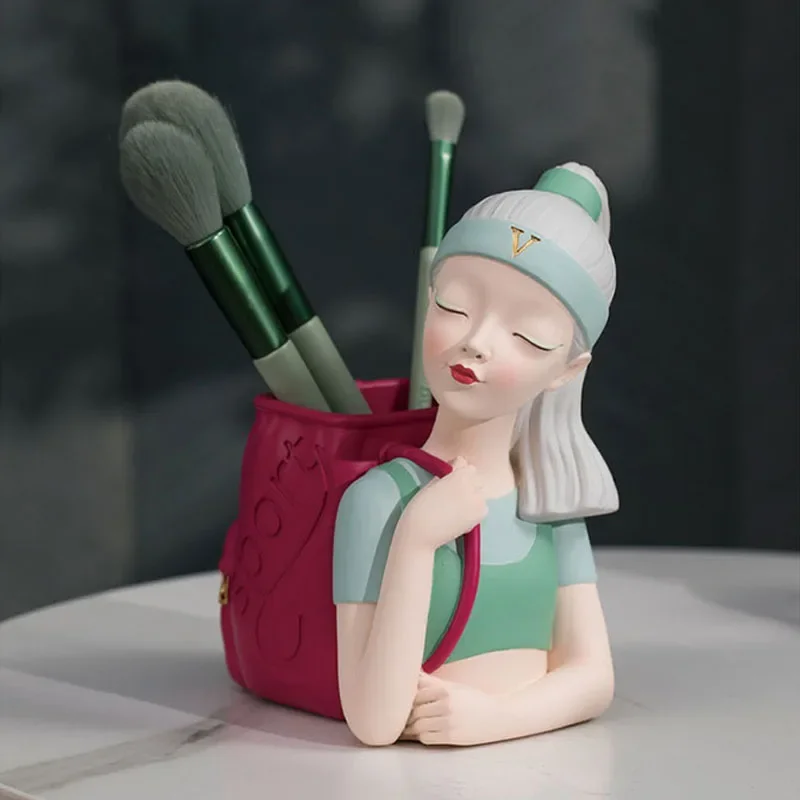 Creative Beauty Girl Pen Holder Modern Simple Home Decoration Girl Backpack Makeup Brush Storage Box Art Resin Craft Ornament
Creative Beauty Girl Pen Holder Modern Simple Home Decoration Girl Backpack Makeup Brush Storage Box Art Resin Craft Ornament