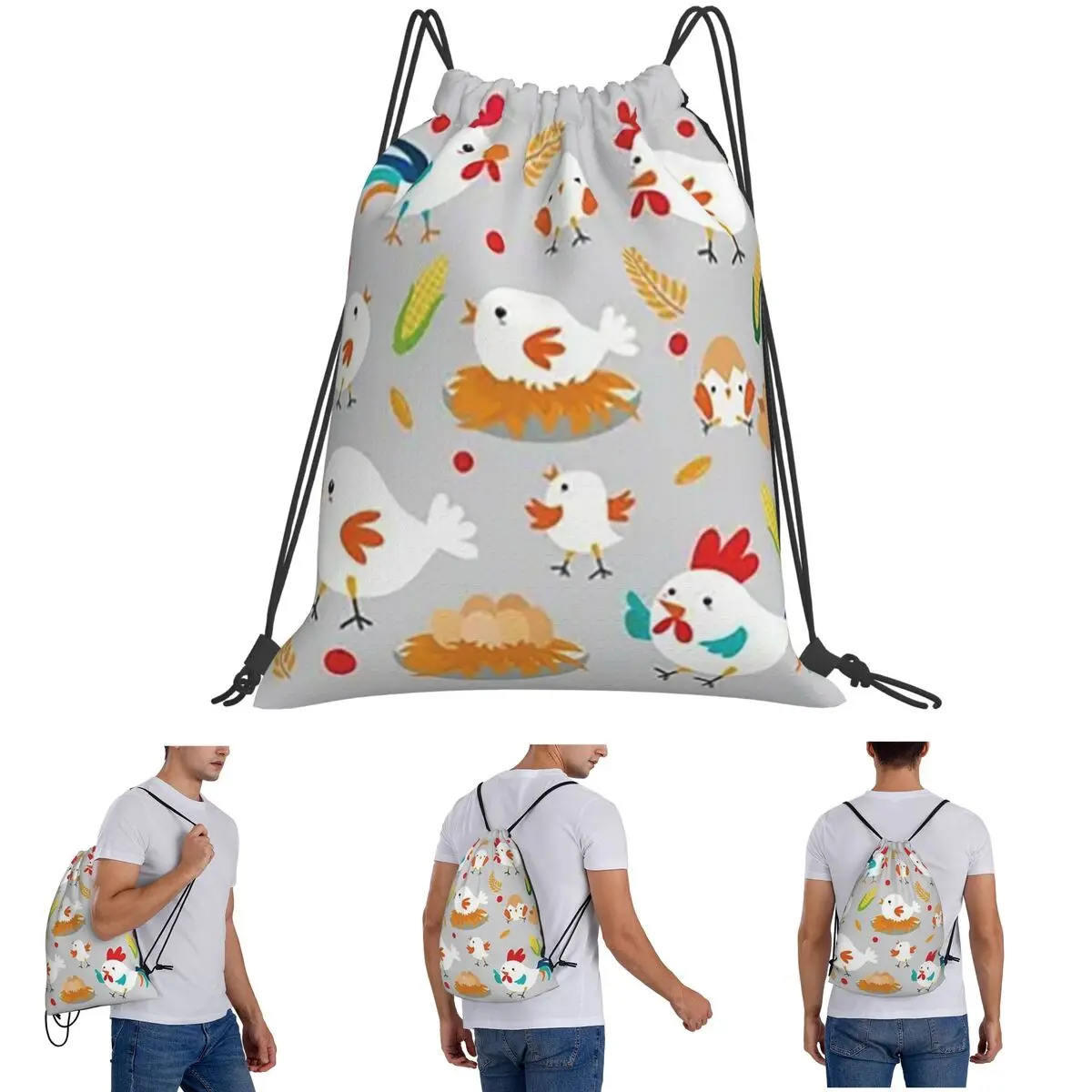 Cute Chicken Family Backpacks Fashion Drawstring Bundle Pocket Storage Bag Book Bags for Man Woman School
Cute Chicken Family Backpacks Fashion Drawstring Bundle Pocket Storage Bag Book Bags for Man Woman School
