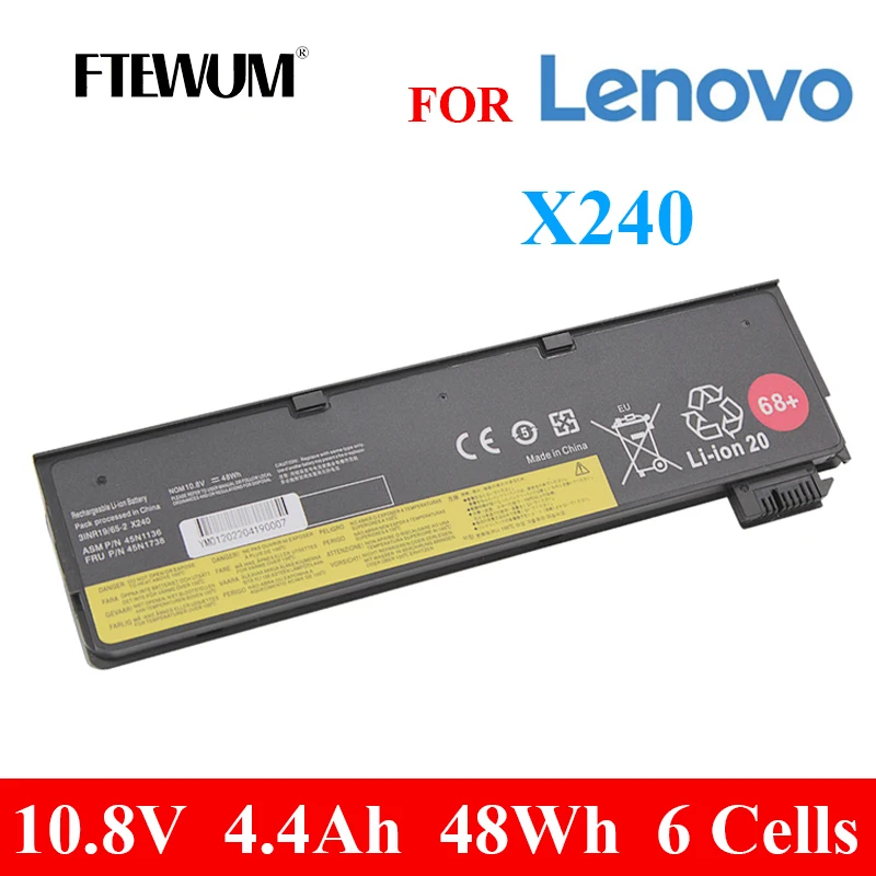 X240 6 Cells 10.8V 48Wh 4.4Ah For Lenovo 45N1136 45N1738 X240 X250S X260 L450 L470 T440S T450S T470P K2450 W550S Laptop Battery
X240 6 Cells 10.8V 48Wh 4.4Ah For Lenovo 45N1136 45N1738 X240 X250S X260 L450 L470 T440S T450S T470P K2450 W550S Laptop Battery