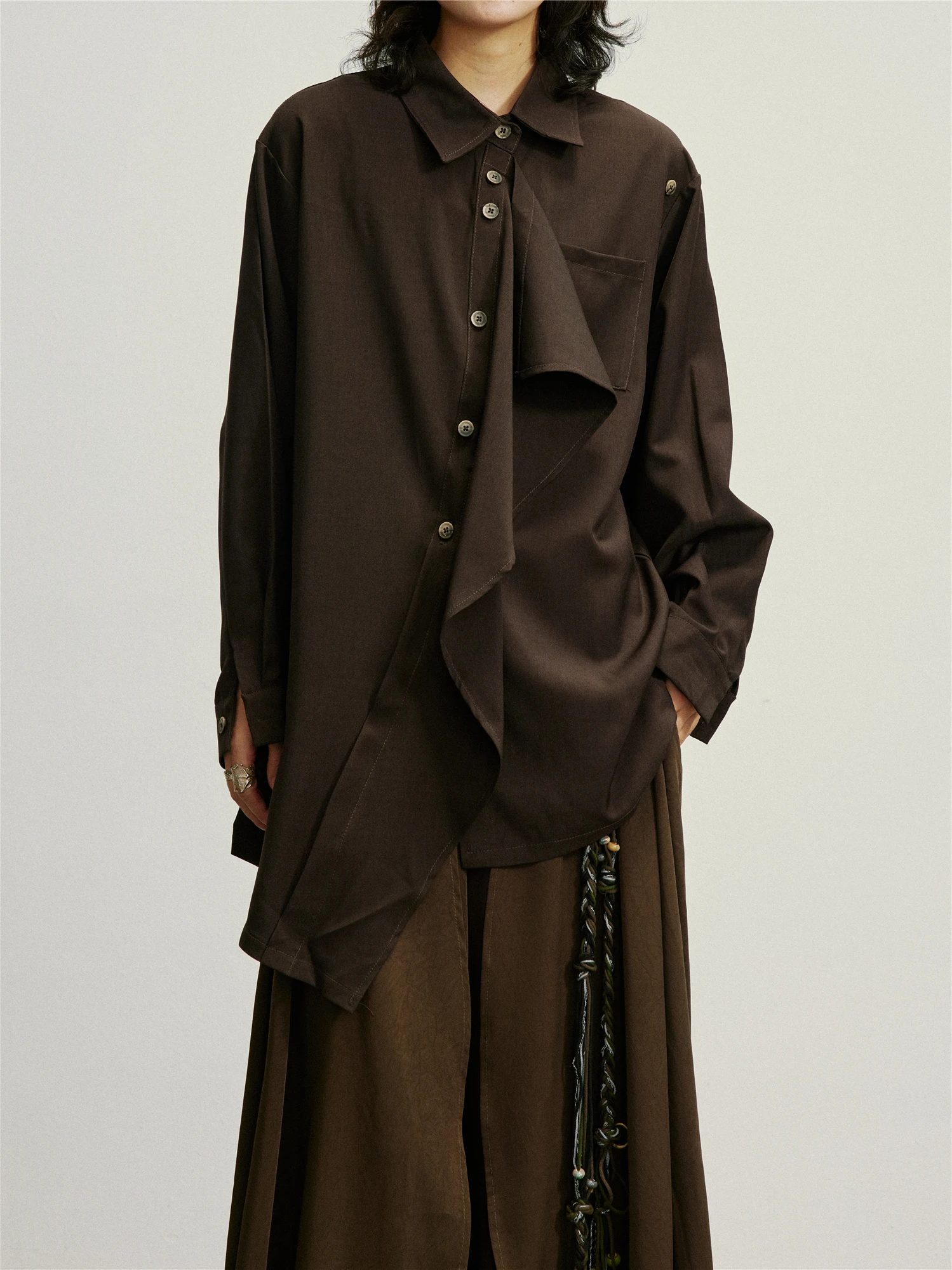 SUNYVONNE Vintage Ruffle Patchwork Long Sve Loose Slimming Top Women's Faion Polyester Casual irt Ele Design
SUNYVONNE Vintage Ruffle Patchwork Long Sve Loose Slimming Top Women's Faion Polyester Casual irt Ele Design