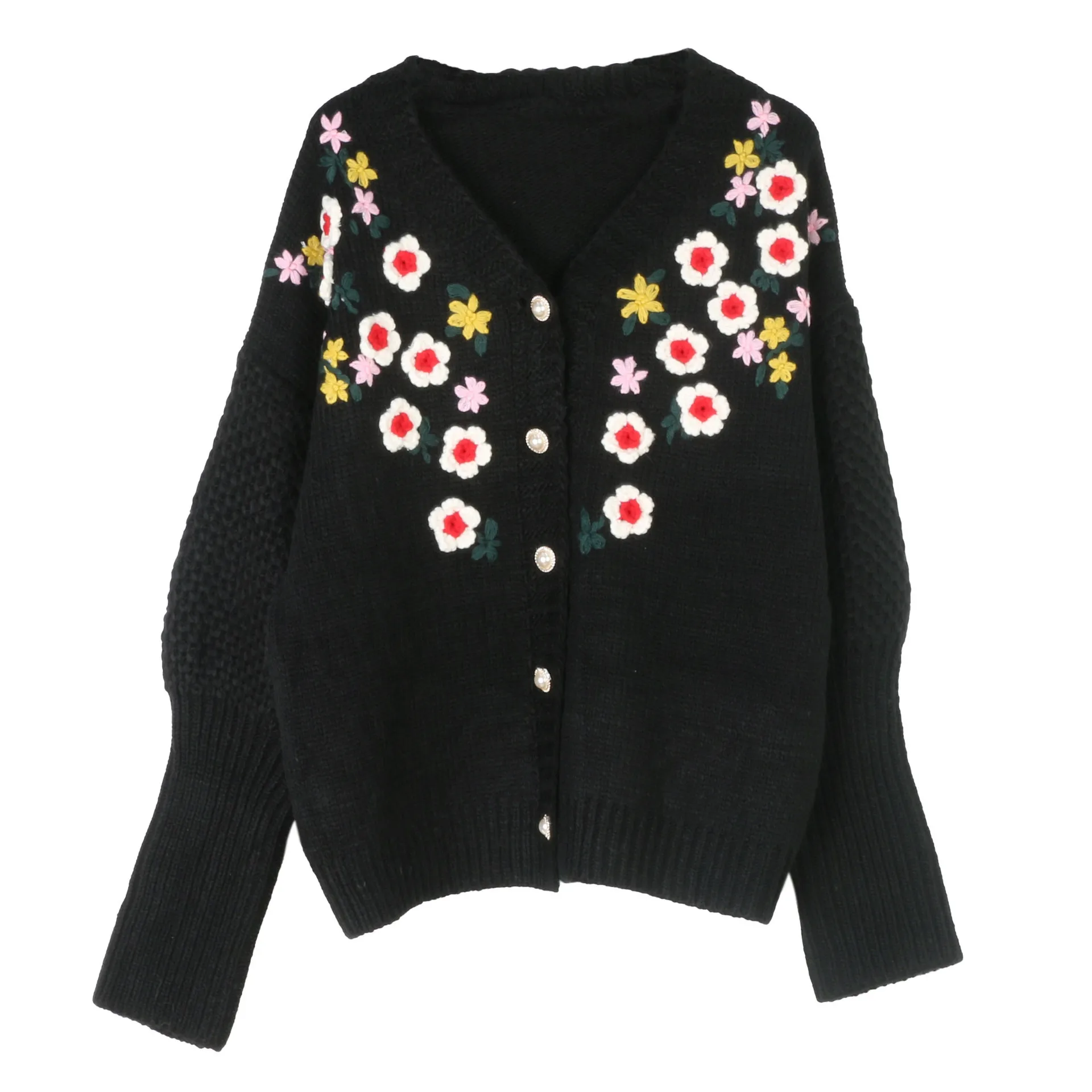 Ретро этнический стиль, вязаный кардиган с цветочной вышивкой и v-образным вырезом, свободный повседневный осенне-зимний новый теплый женский свитер с длинными рукавами 
Ретро этнический стиль, вязаный кардиган с цветочной вышивкой и v-образным вырезом, свободный повседневный осенне-зимний новый теплый женский свитер с длинными рукавами