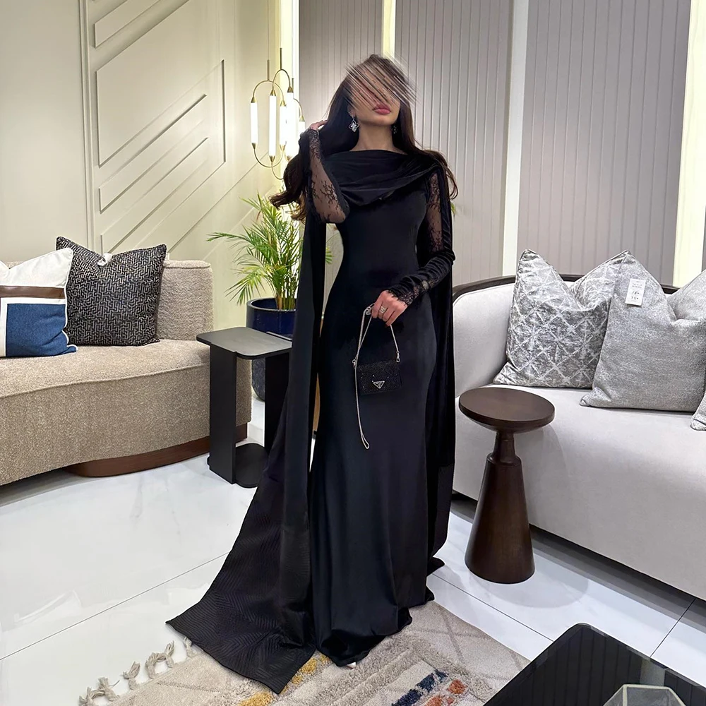 Customized O-neck Black Velour Mermaid Formal Evening Dress With Sweep Train Full Sleeves Floor Length Party Prom Gown
Customized O-neck Black Velour Mermaid Formal Evening Dress With Sweep Train Full Sleeves Floor Length Party Prom Gown