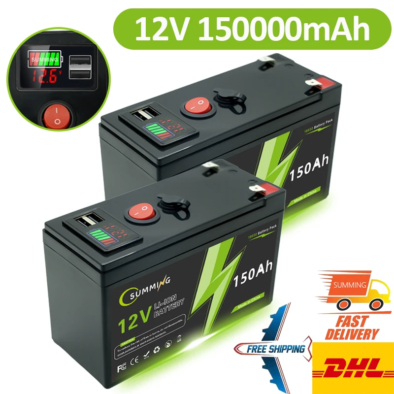 12V 150Ah Lithium Rechargeable LiFeP04 Battery Deep Cycle for Solar Power,UPS,Scooters,Power Wheels,Fish Finder,Built-in BMS
12V 150Ah Lithium Rechargeable LiFeP04 Battery Deep Cycle for Solar Power,UPS,Scooters,Power Wheels,Fish Finder,Built-in BMS