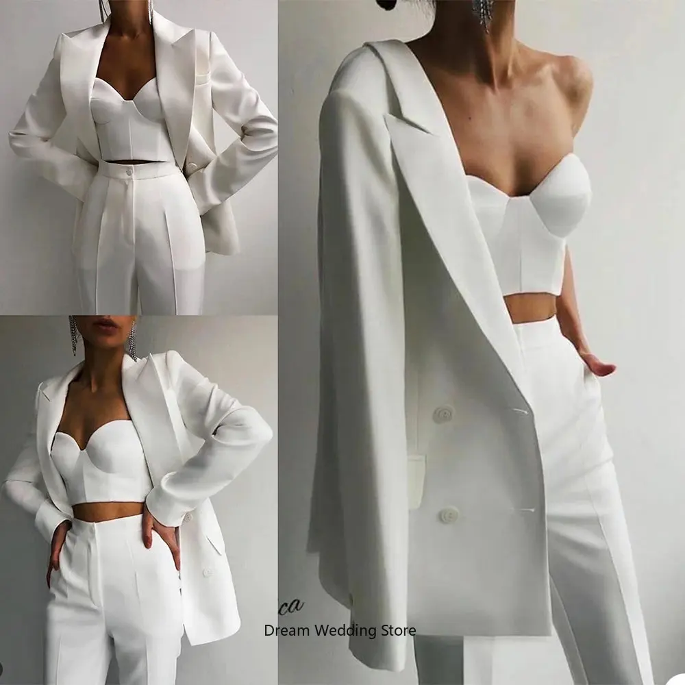 3 Pcs Women Suits For Custom Made White Blazer+Bra Top+Pant Wedding Tuexdos Formal Office Evening Party Hot Girl Outfit Jacket
3 Pcs Women Suits For Custom Made White Blazer+Bra Top+Pant Wedding Tuexdos Formal Office Evening Party Hot Girl Outfit Jacket
