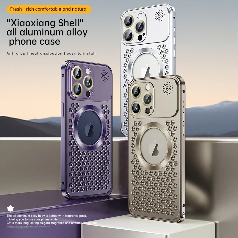 Aromatherapy Metal Mesh Case For iPhone 15 14 13 Pro Max MagSafe Wireless Charging With Camera Lens Protection Hole Logo Cover
Aromatherapy Metal Mesh Case For iPhone 15 14 13 Pro Max MagSafe Wireless Charging With Camera Lens Protection Hole Logo Cover