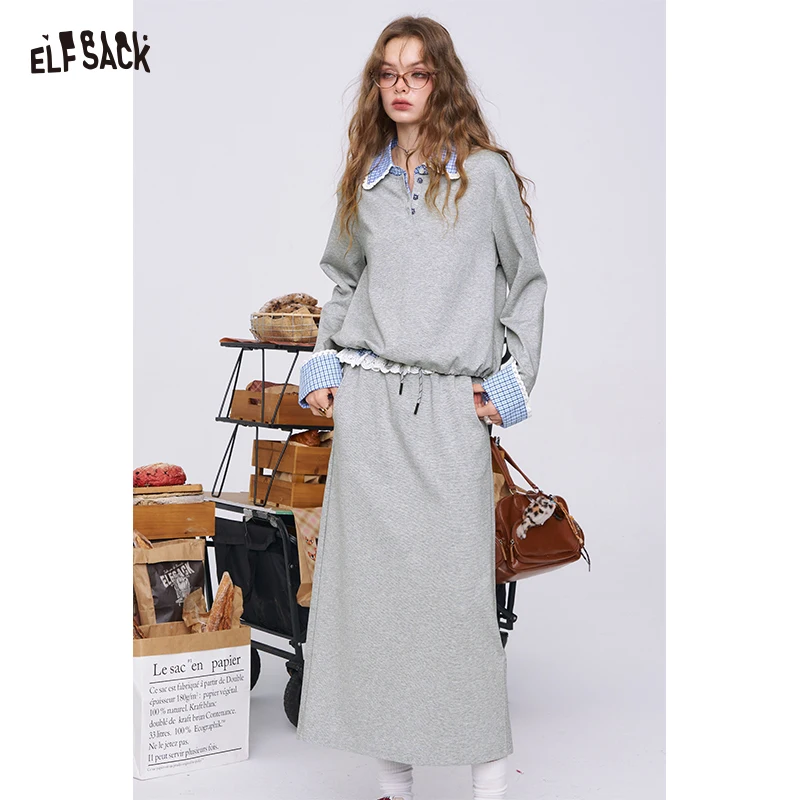 ELFSACK 2025 Autumn New Arrival Casual Grey Plaid Hoodie & Skirt Two-Piece Set Office Wear For Woman 
ELFSACK 2025 Autumn New Arrival Casual Grey Plaid Hoodie & Skirt Two-Piece Set Office Wear For Woman