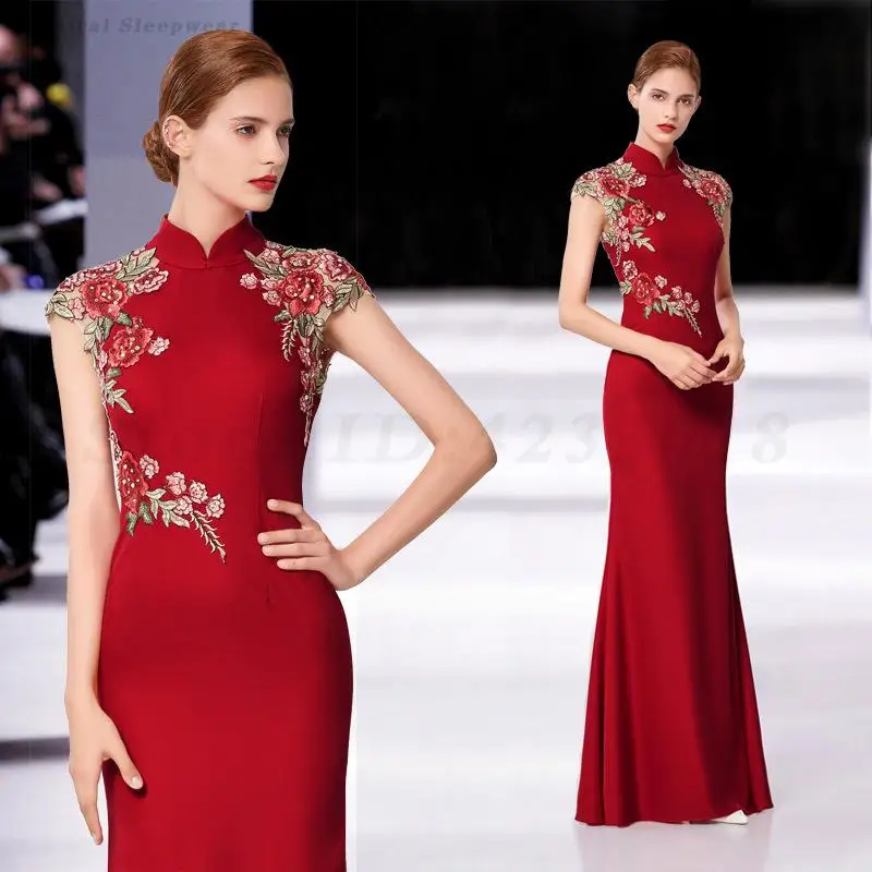 Свадебное платье Cheongsam для невесты, элегантное платье для тостов, бордовое платье с рыбьим хвостом в стиле ретро, вечернее платье для банкета, большие размеры 3XL Qipao
Свадебное платье Cheongsam для невесты, элегантное платье для тостов, бордовое платье с рыбьим хвостом в стиле ретро, вечернее платье для банкета, большие размеры 3XL Qipao