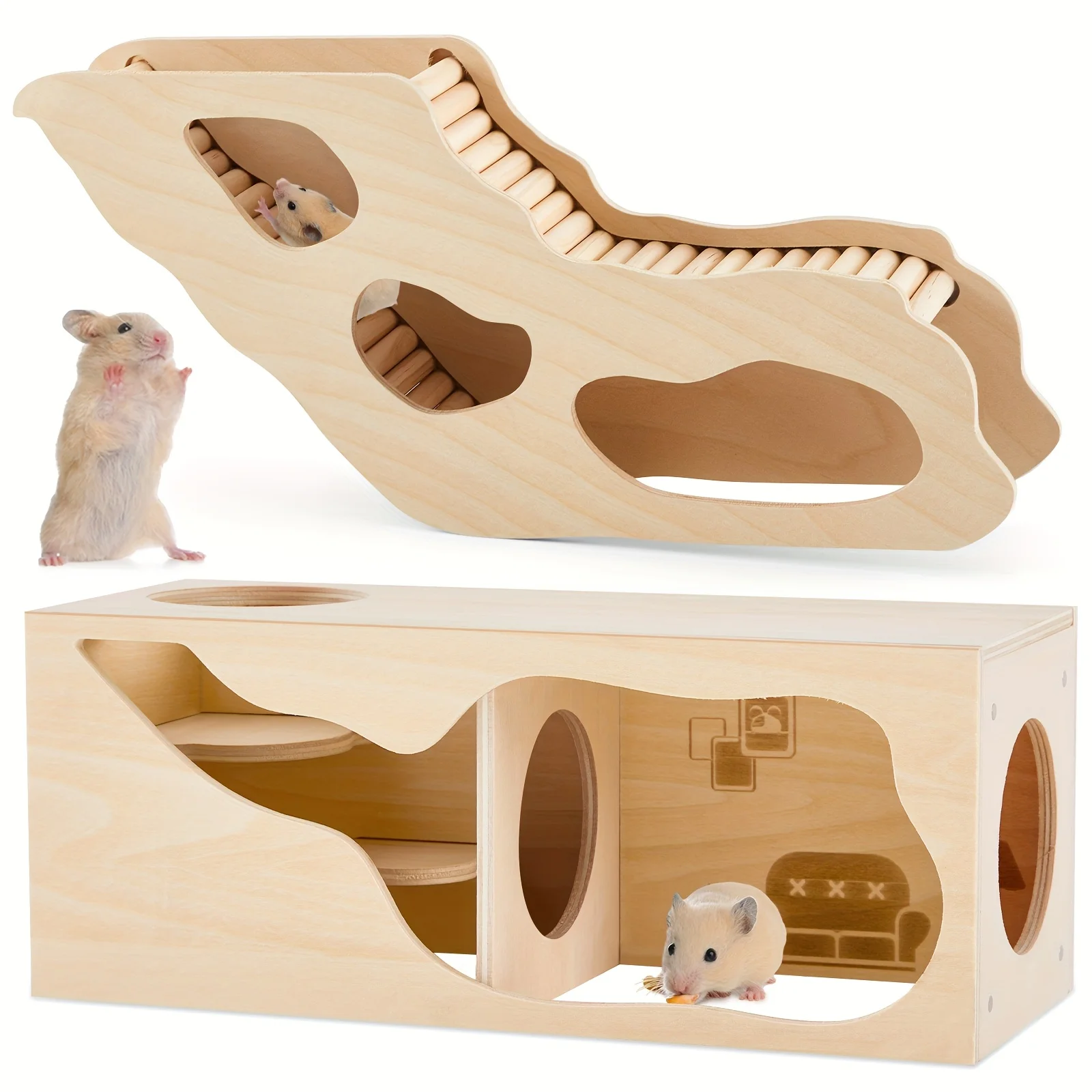 2pcs Hamster Houses And Hideouts Hamster Tunnel Set Wood House For Hamster With Climbing Ladder Exploring Tunnel Multi
2pcs Hamster Houses And Hideouts Hamster Tunnel Set Wood House For Hamster With Climbing Ladder Exploring Tunnel Multi