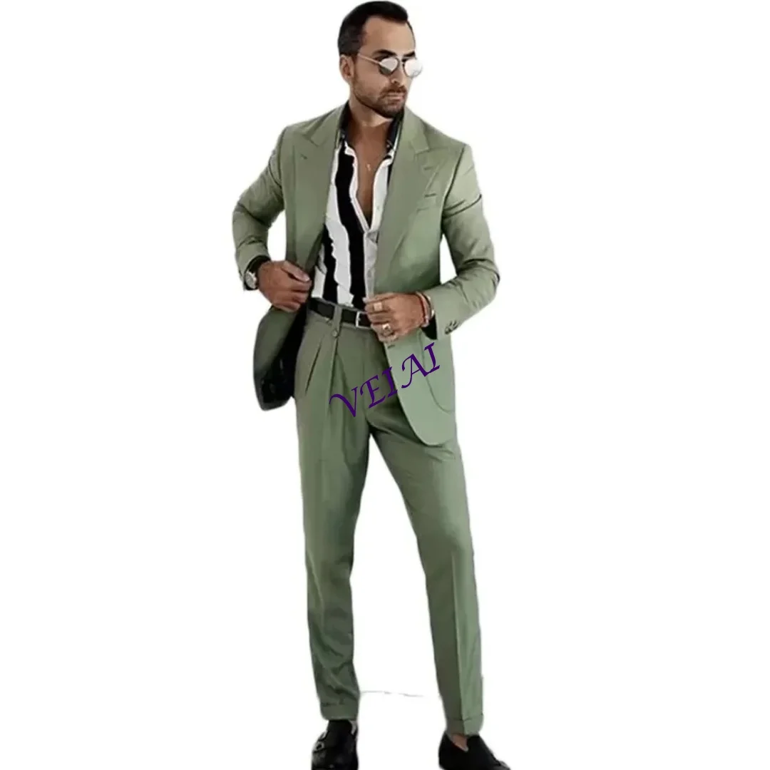 CustomizedSummer Army Green Men Suits 2 Piece Peaked Lapel Single Breasted Blazer Sets Travel Prom Party Suit Man conjuntos de c
CustomizedSummer Army Green Men Suits 2 Piece Peaked Lapel Single Breasted Blazer Sets Travel Prom Party Suit Man conjuntos de c