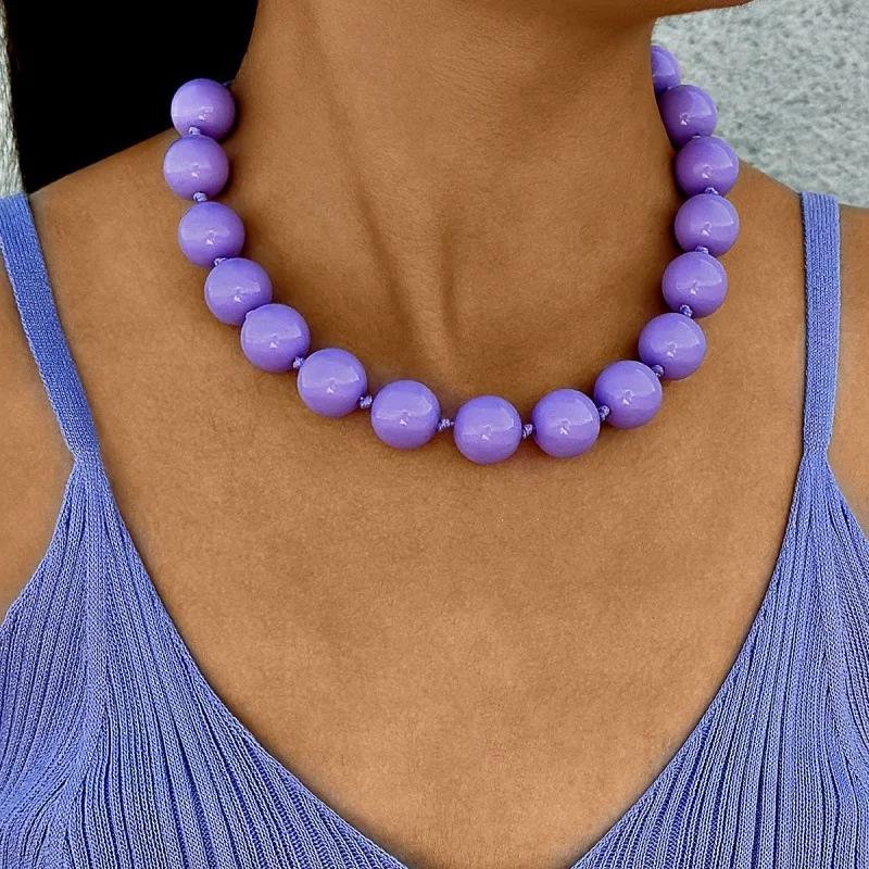 Bohemian Color Single Layered Necklace 18mm Beads Exaggerated Personality Beaded Necklace Accessory for Women Fashion Necklace
Bohemian Color Single Layered Necklace 18mm Beads Exaggerated Personality Beaded Necklace Accessory for Women Fashion Necklace