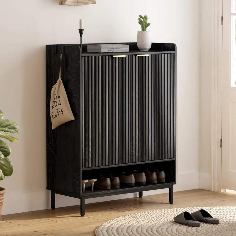 Shoe Cabinet with Doors, Large Wooden Shoe Storage Cabinet with Hanging Rod, Modern Tall Freestanding Shoe Rack Organizer
Shoe Cabinet with Doors, Large Wooden Shoe Storage Cabinet with Hanging Rod, Modern Tall Freestanding Shoe Rack Organizer