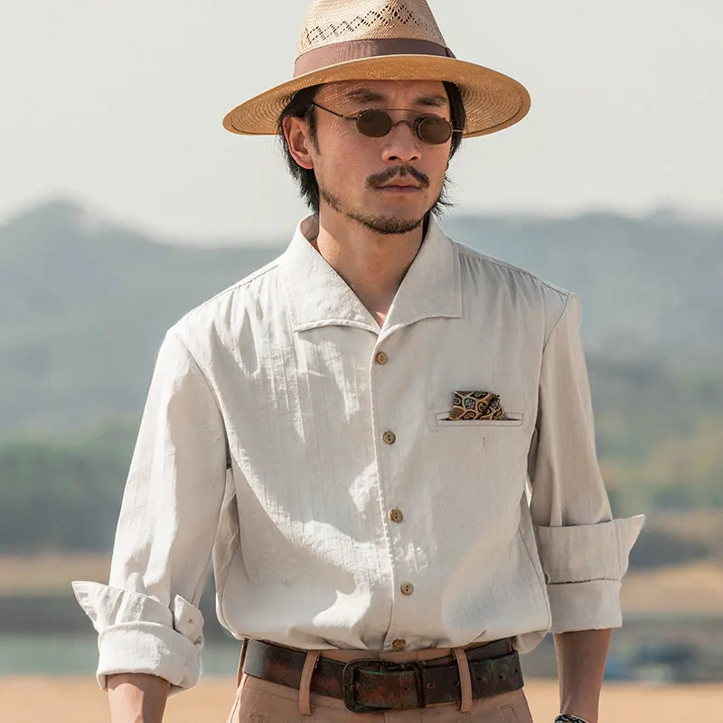Italian Neapolitan Men's Shirt Loose High-End Feel One-Piece Collar Waterfall Sleeve Striped Long Sleeve Shirt Casual Style
Italian Neapolitan Men's Shirt Loose High-End Feel One-Piece Collar Waterfall Sleeve Striped Long Sleeve Shirt Casual Style