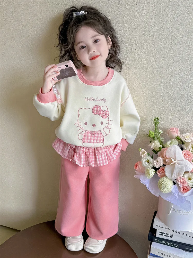 Kids' Girls' Pink Cartoon Sweatshirt Set Korean Children's Contrasting Long Sleeved Hoodie and Casual Wide Leg Pants 2Pcs Suit
Kids' Girls' Pink Cartoon Sweatshirt Set Korean Children's Contrasting Long Sleeved Hoodie and Casual Wide Leg Pants 2Pcs Suit