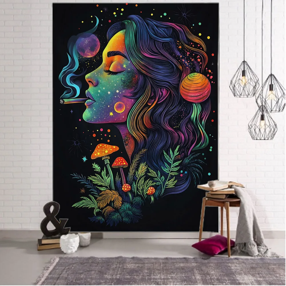 Room decoration tapestry hippie character background wall hanging blanket psychedelic Bohemian dormitory fabric wall decoration
Room decoration tapestry hippie character background wall hanging blanket psychedelic Bohemian dormitory fabric wall decoration