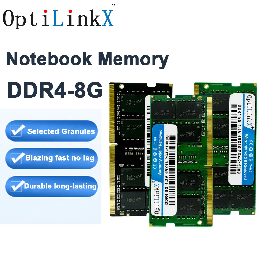 Памяти для ноутбуков OptiLinkX DDR4 совместимы с палочками памяти 8G для ноутбуков 2400/2666 МГц
Памяти для ноутбуков OptiLinkX DDR4 совместимы с палочками памяти 8G для ноутбуков 2400/2666 МГц