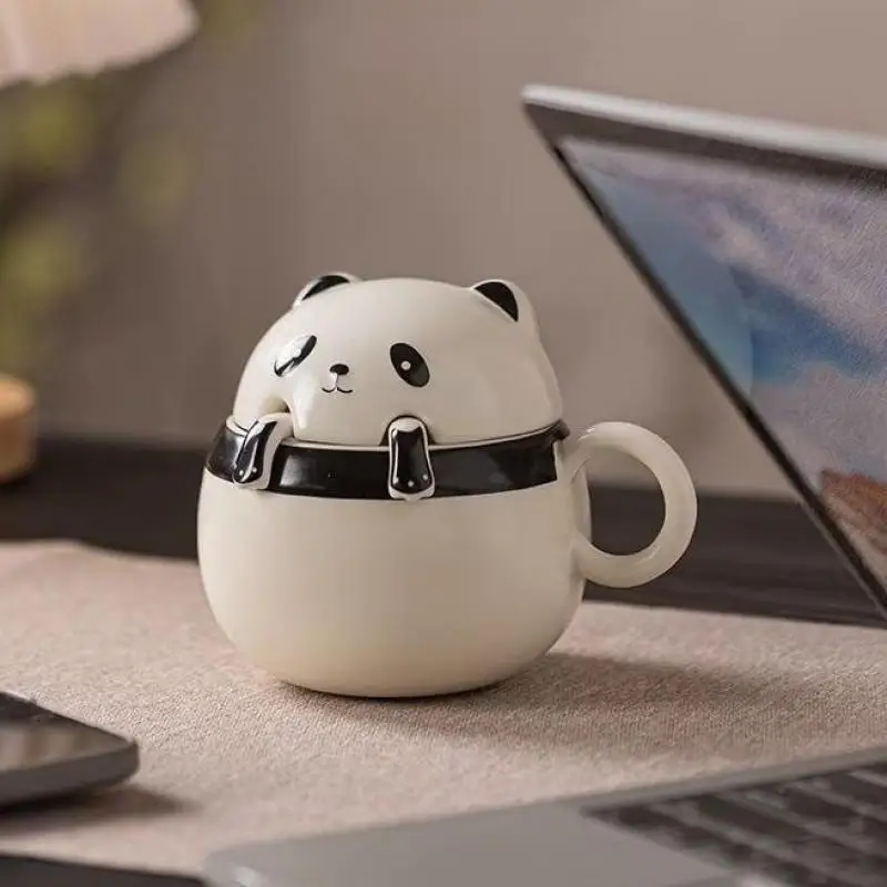 Керамические чашки Цзиндэчжэнь, китайская чайная церемония, Dehua, белый фарфор, чашка с фильтром для чая, керамические кружки, чайные чашки с пандой и крышками